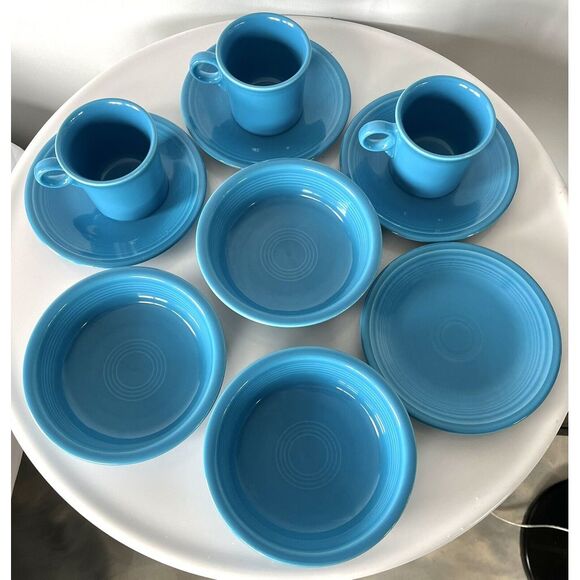Fiestaware Other - Fiestaware Peacock Blue 10-piece Dish Set Made In USA Bowls, Mugs, Plates